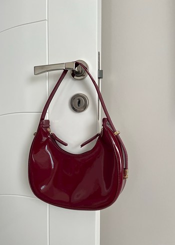 Bordo Parlak Deri Kadın Çanta - Görsel 2