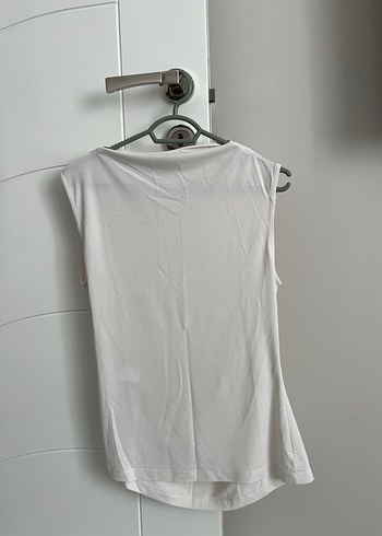 Jimmy Key Drapeli Kolsuz Beyaz Keten Bluz - Görsel 2
