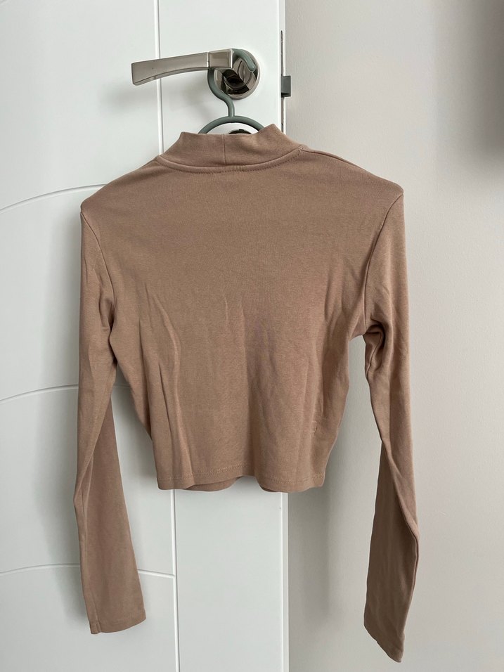 Bershka Bej Yüksek Yaka İnce Kesim Kadın Kazak - Görsel 2