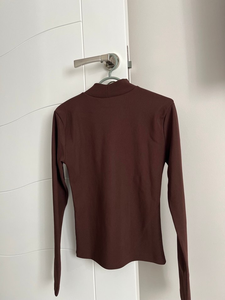 Kahverengi Yarım Balıkçı Yaka Kadın Kazak - Görsel 2