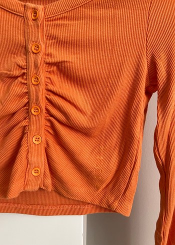 Stradivarius Düğmeli Turuncu Bluz - Görsel 4