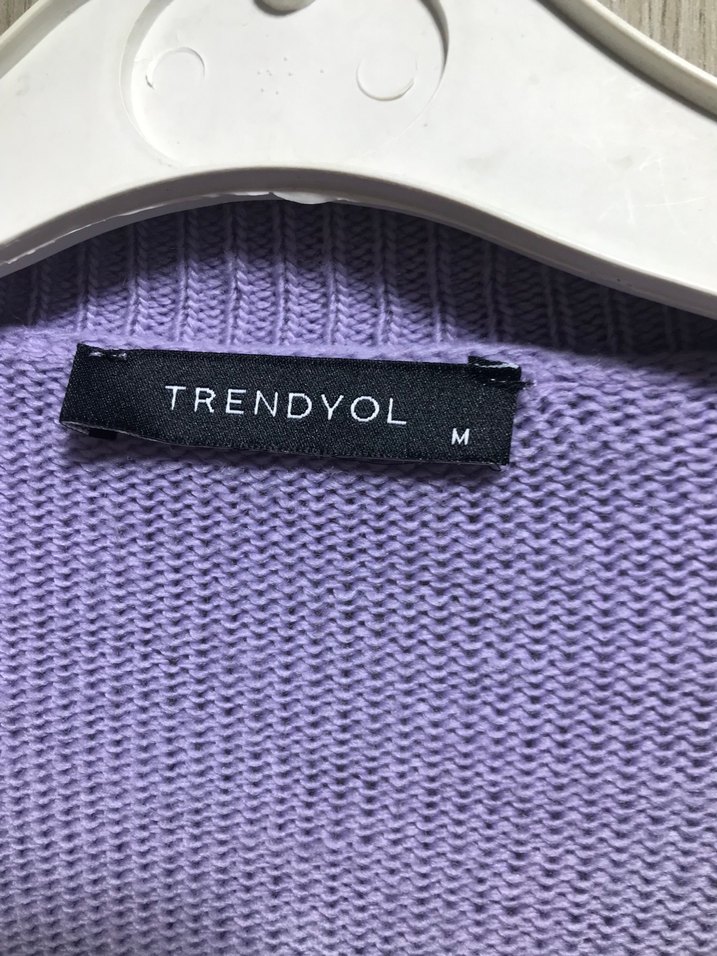 Mor Nakışlı Triko Kadın Hırka - Görsel 2