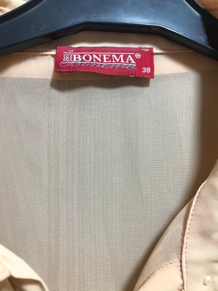 Bej Düğmeli Uzun Kollu Kadın Gömlek - Görsel 3