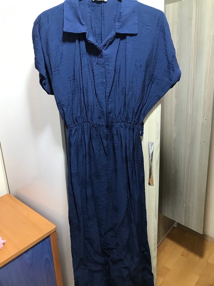 Lacivert Uzun Elbise, Kemerli, Salaş - Görsel 2