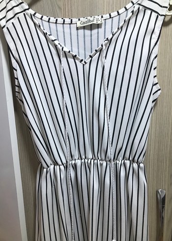 Bohem Çizgili V Yaka Uzun Elbise - Görsel 2