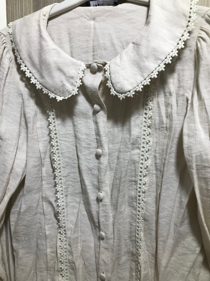 Düğmeli Beyaz Keten Bohem Gömlek - Görsel 2