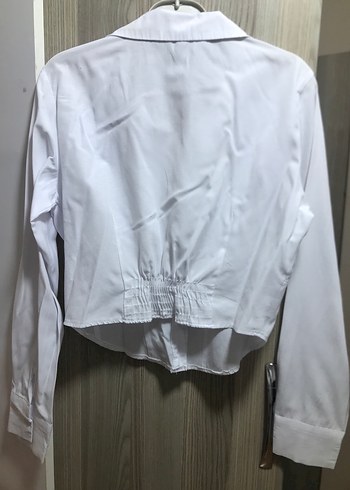 Düğmeli Beyaz Pamuklu Kadın Gömlek - Görsel 2