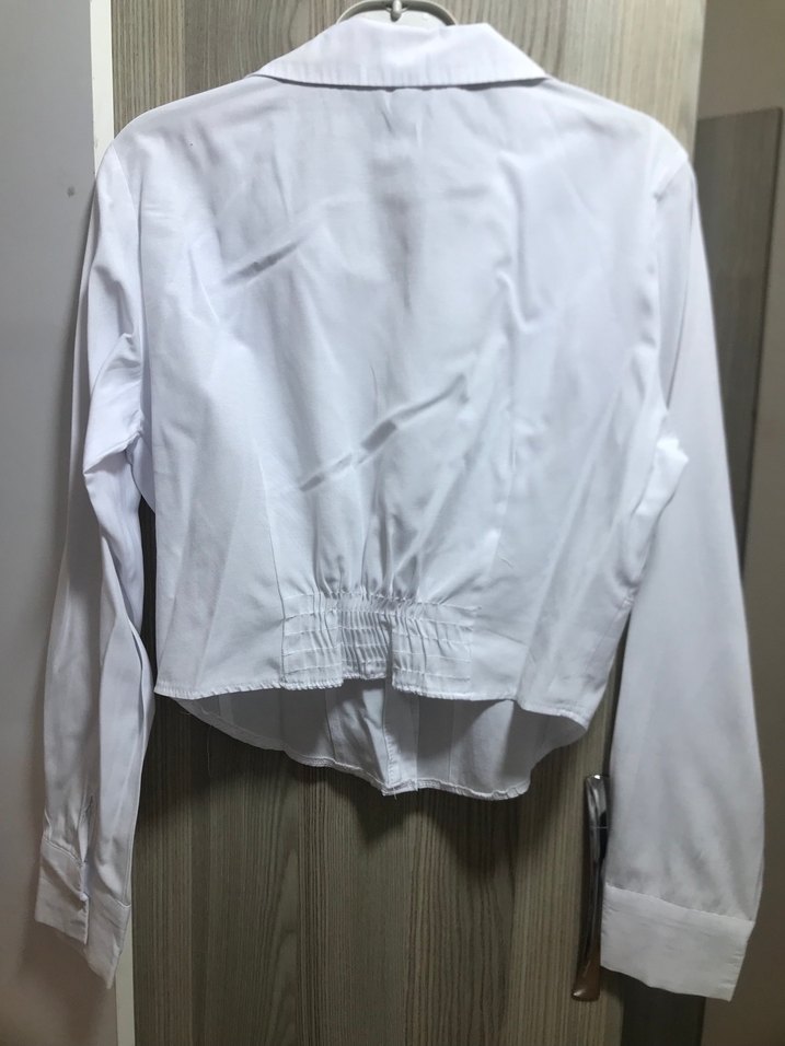 Düğmeli Beyaz Pamuklu Kadın Gömlek - Görsel 2