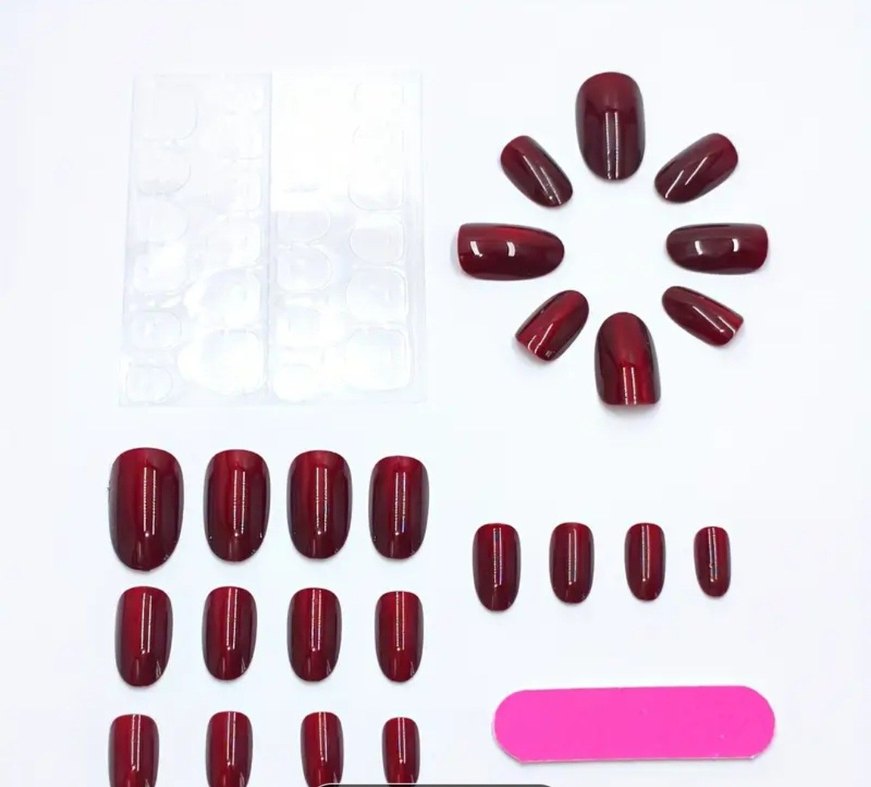 Parlak Bordo Tırnak Süslemeleri - Görsel 2