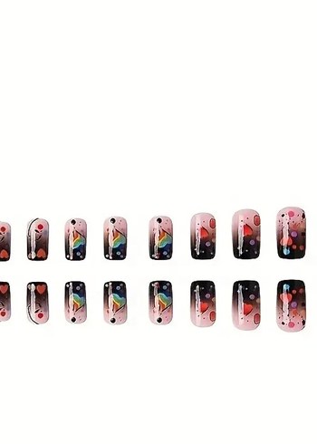 Renkli Kalp ve Nokta Takma tırnak - Görsel 2