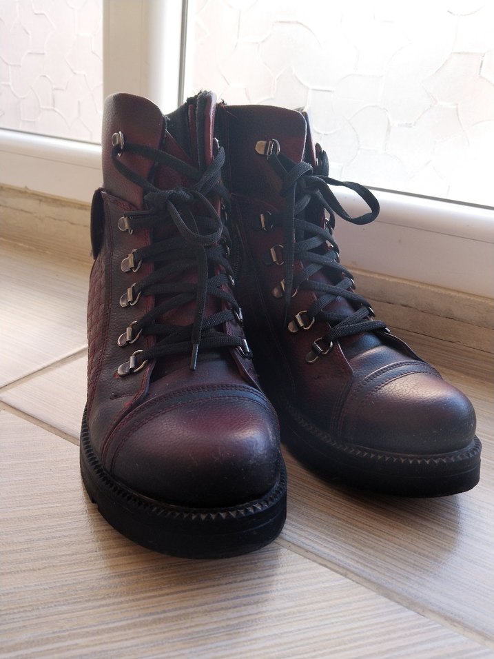 Bordo Deri Tokalı Yüksek Topuklu Gotik Kadın Bot - Görsel 5