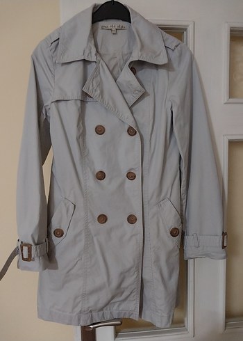 Ole koton Düğmeli Gri Midi Trençkot - Görsel 2