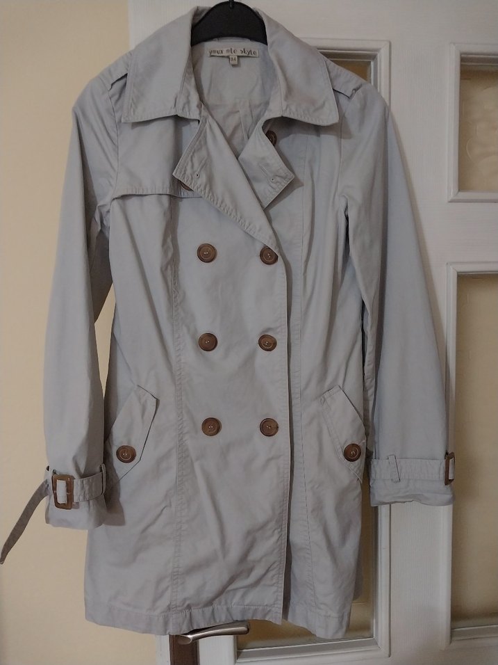 Ole koton Düğmeli Gri Midi Trençkot - Görsel 2