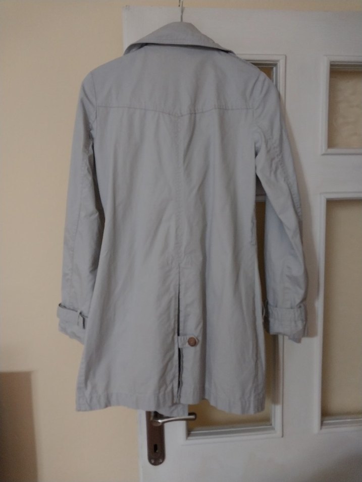 Ole koton Düğmeli Gri Midi Trençkot - Görsel 3