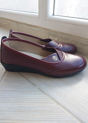 Bordo Kadın Klasik Dolgu Topuklu Babet - Görsel 2