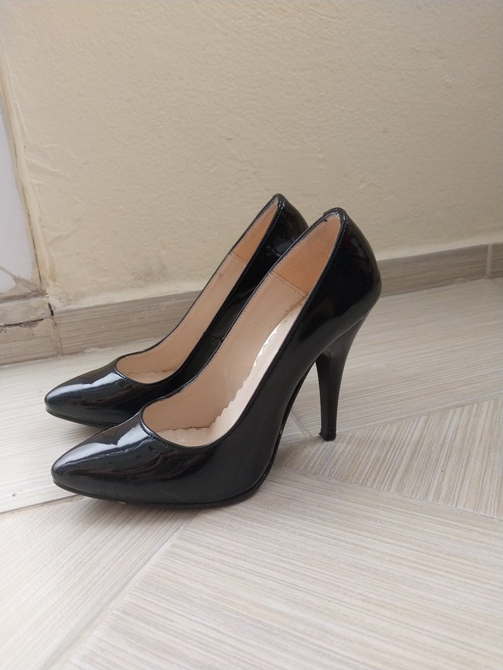 Siyah Rugan Stiletto Topuklu Kadın Ayakkabı - Görsel 2