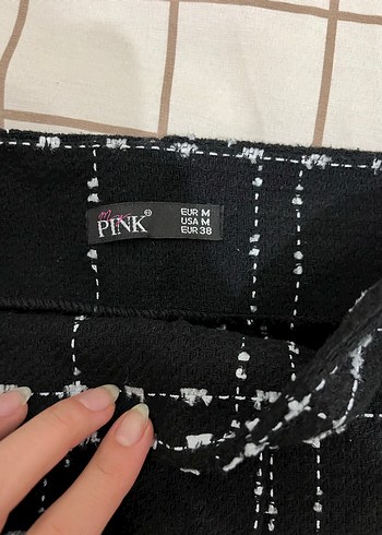 Düğmeli Siyah Ekose Mini Şort Etek - Görsel 2