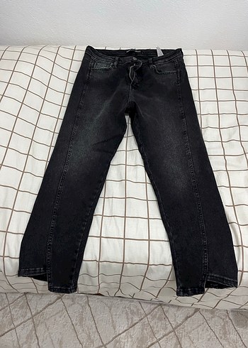 Gri Kadın Kot Pantolon, Rahat Kesim - Görsel 2