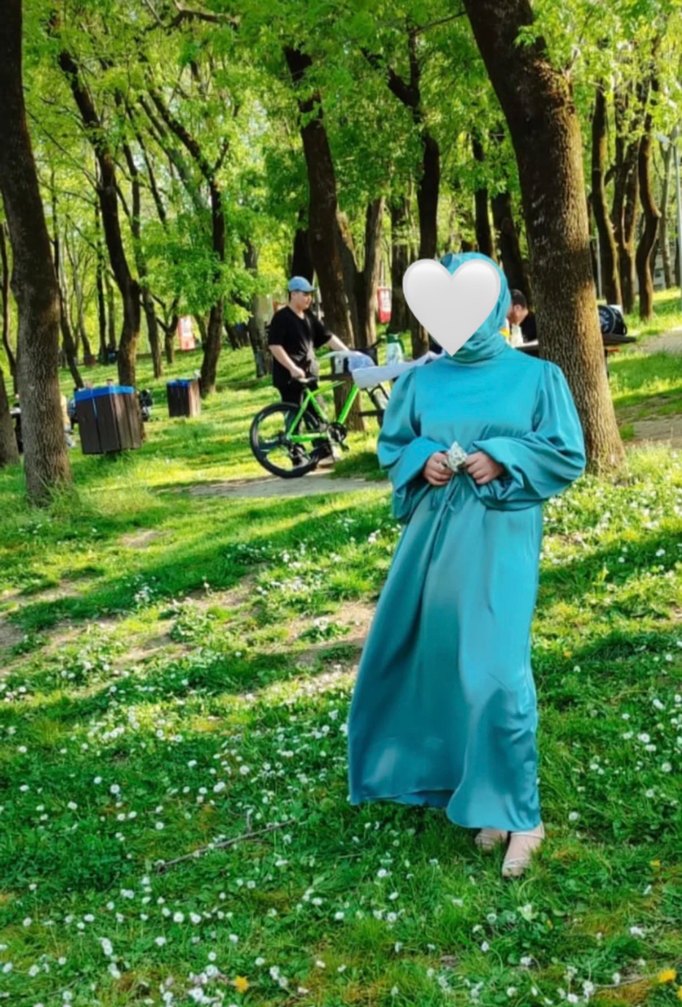 Uzun Turkuaz Drapeli Tesettür Mezuniyet Elbisesi - Görsel 3