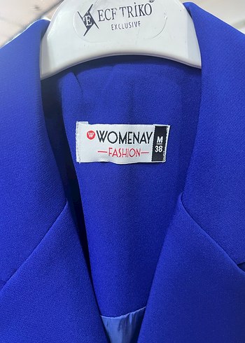 Kemerli Kolsuz Mavi Mini Blazer - Görsel 2