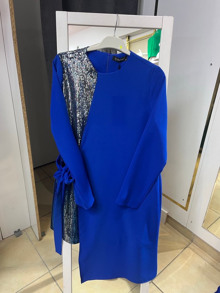 Uzun Kollu Mavi Kadın Takım Elbise - Görsel 4