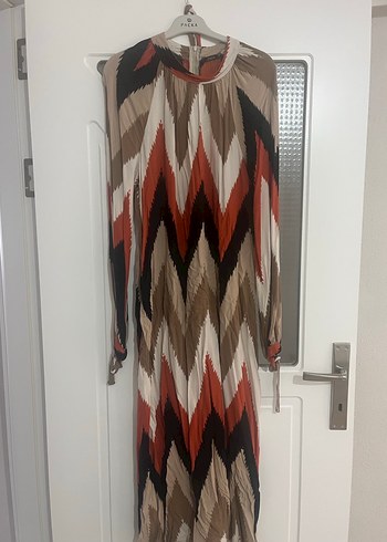 Şeffaf, Bağlama Desenli Uzun Bohem Elbise - Görsel 3