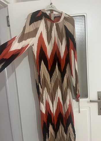 Şeffaf, Bağlama Desenli Uzun Bohem Elbise - Görsel 2