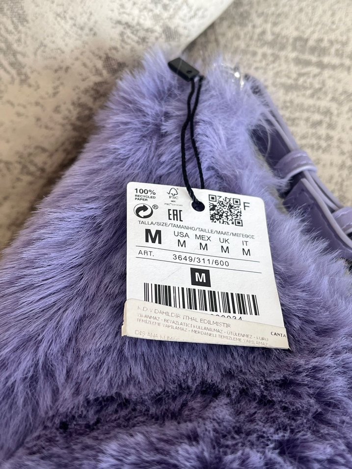 Mor Tüylü Kadın Omuz Çantası - Görsel 3