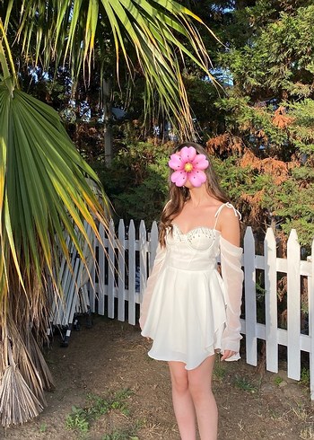 Mini Beyaz Elbise - Görsel 5