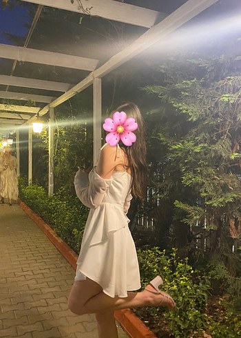 Mini Beyaz Elbise - Görsel 6