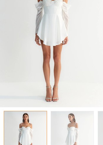 Mini Beyaz Elbise - Görsel 4