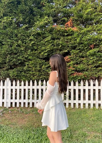 Mini Beyaz Elbise - Görsel 7