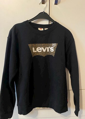Levis Levi S Siyah Deri Baskili Sweatshirt