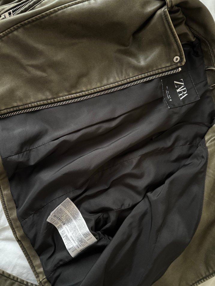 Zara Kadın sıfır gibi Deri Biker Ceket - Görsel 5