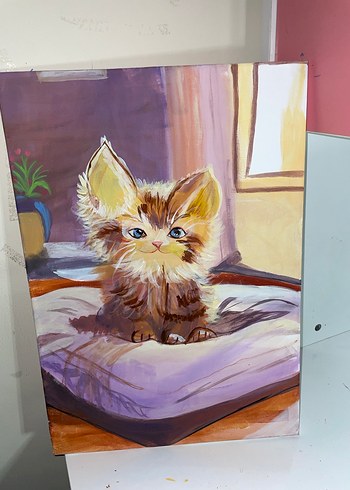 Pastel Kahverengi Kedi Aksesuarı Tablosu - Görsel 2