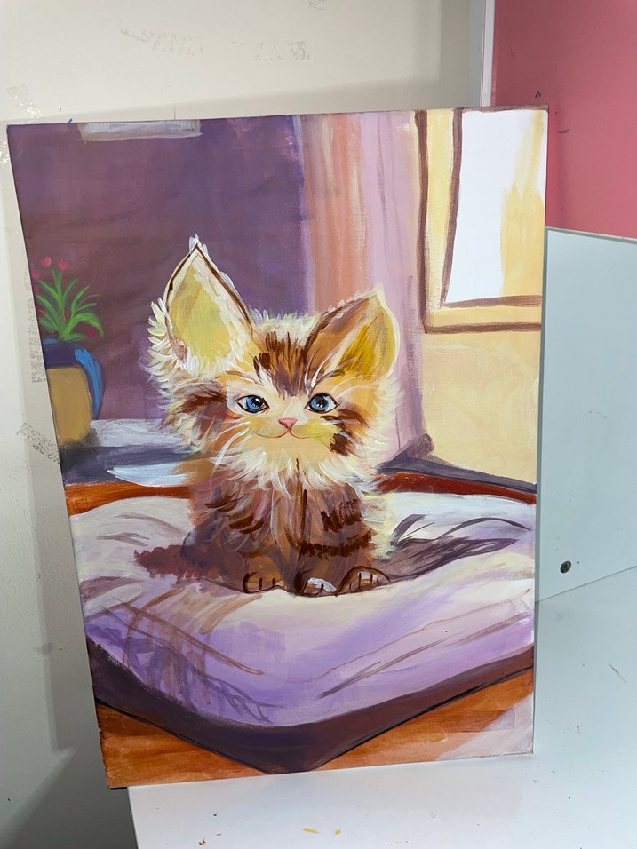 Pastel Kahverengi Kedi Aksesuarı Tablosu - Görsel 2
