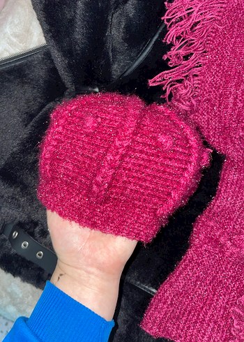 Pembe Örgü v yakalı Kazak - Görsel 5