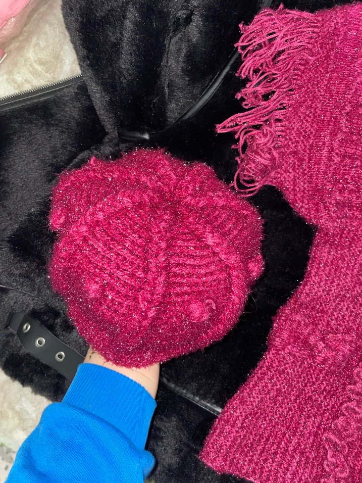 Pembe Örgü v yakalı Kazak - Görsel 4