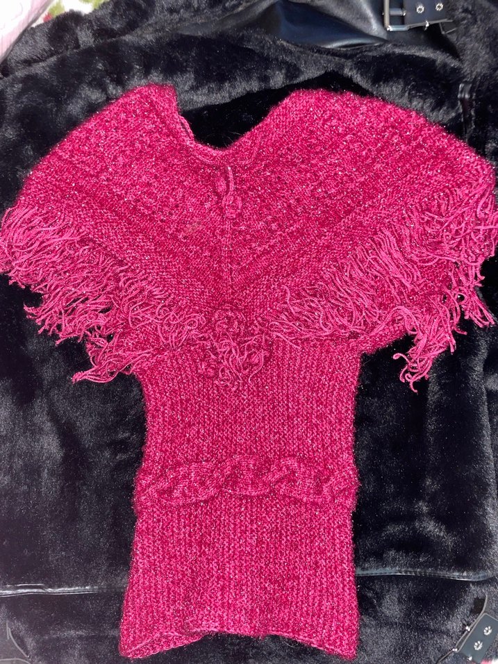 Pembe Örgü v yakalı Kazak - Görsel 3