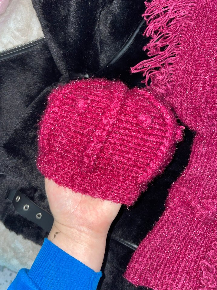 Pembe Örgü v yakalı Kazak - Görsel 5