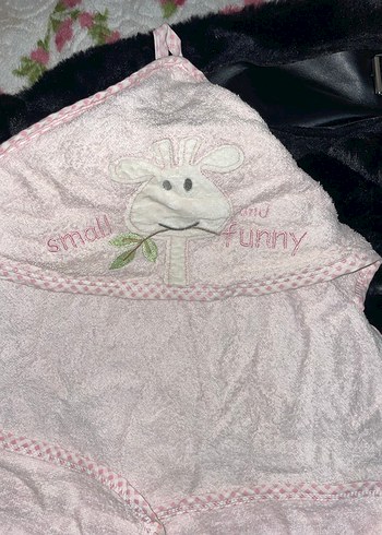 Pembe Nakışlı Bebek bornozu - Görsel 2