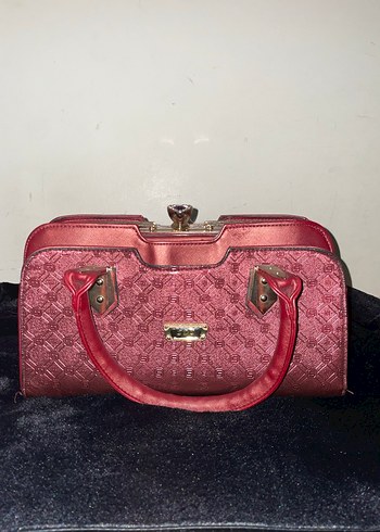 Bordo Klasik Desenli Kadın Deri Çanta - Görsel 2