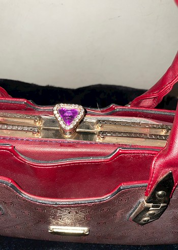 Bordo Klasik Desenli Kadın Deri Çanta - Görsel 4