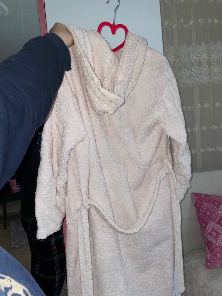 Pudra pembe Bohem Tarzı Bornoz - Görsel 2