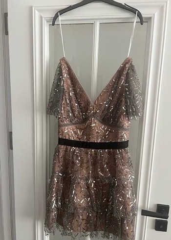 Parlak İşlemeli Mini Nişan Elbisesi - Görsel 2