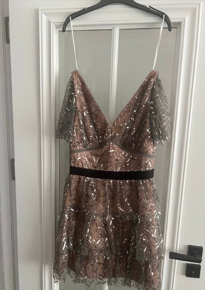 Parlak İşlemeli Mini Nişan Elbisesi - Görsel 2