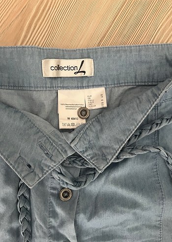 Bebek mavisi Düğmeli Midi Etek - Görsel 2