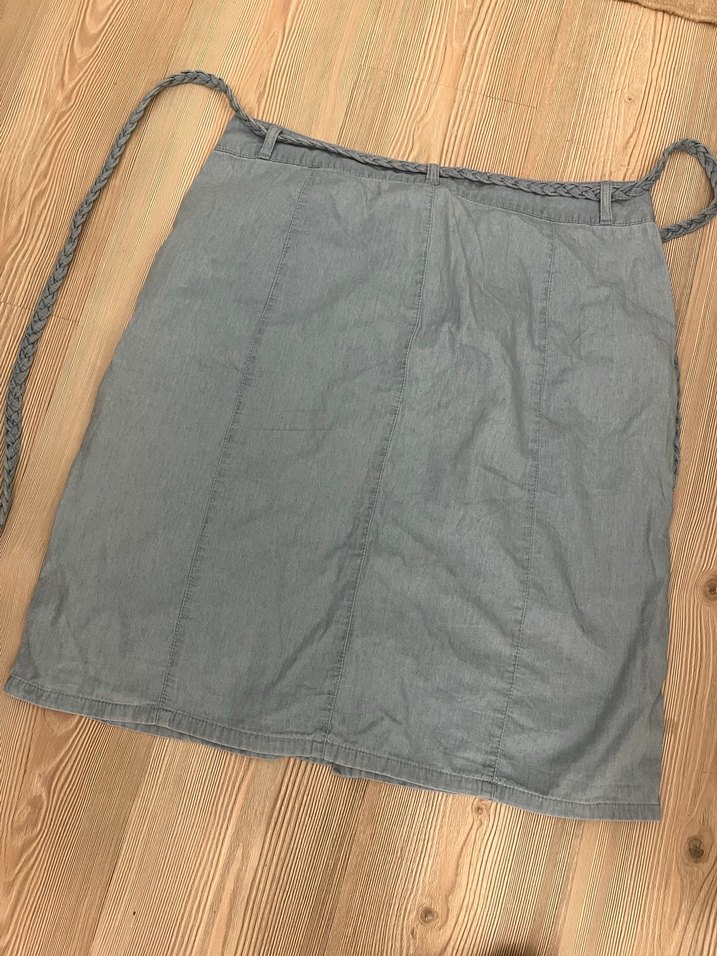 Bebek mavisi Düğmeli Midi Etek - Görsel 3