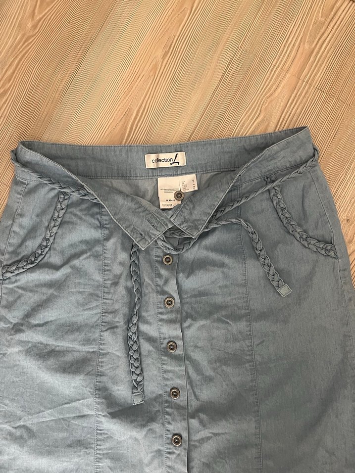 Bebek mavisi Düğmeli Midi Etek - Görsel 4