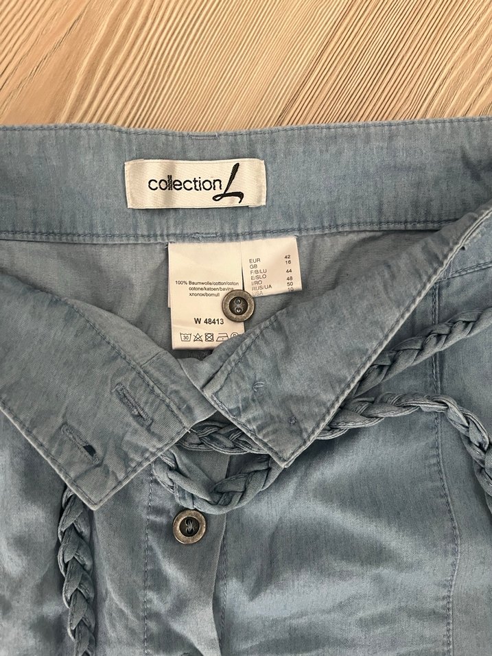 Bebek mavisi Düğmeli Midi Etek - Görsel 2